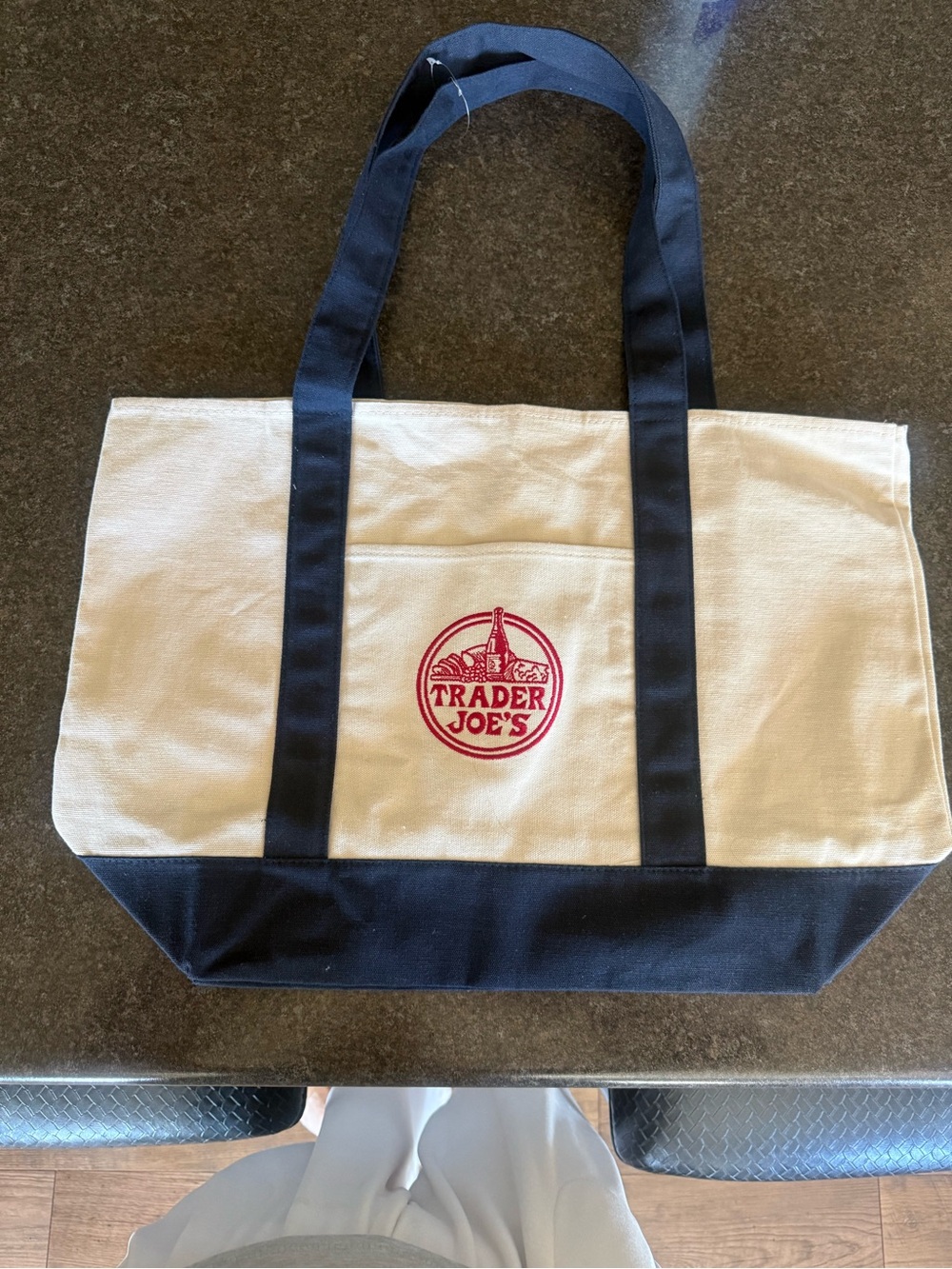 Trader Joe's Canvas Tote Bag in Cream and Black
